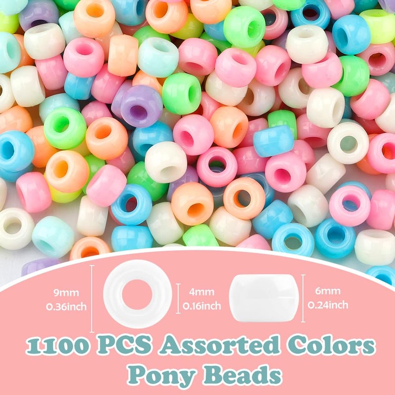 1100pcs الخرز المهر الخرز لصنع المجوهرات الصداقة سوار الخرز الخرز لأساور الشعر الخرز الخرز للحرف اليدوية المهر الخرز السائبة كاندي الخرز الملونة الخرز قلادة الخرز DIY الخرز - Image 2